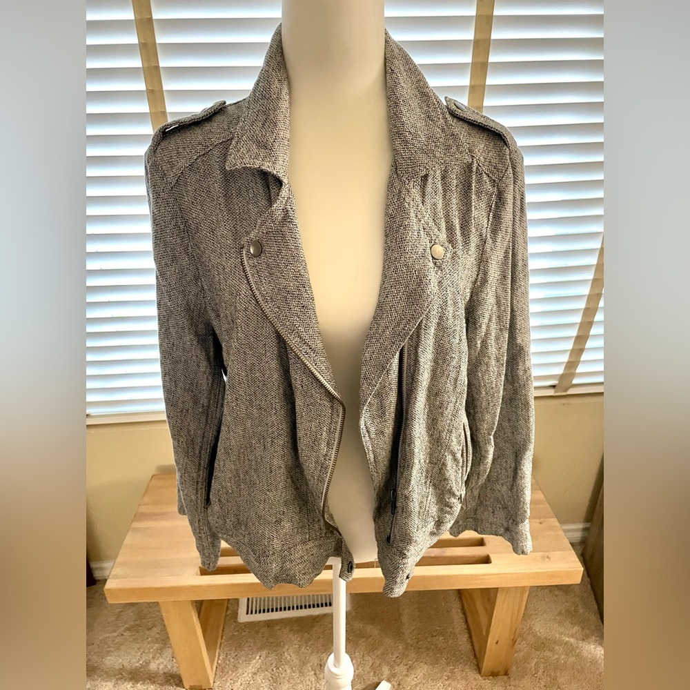 Large Loft Outlet Gray Woven Blazer